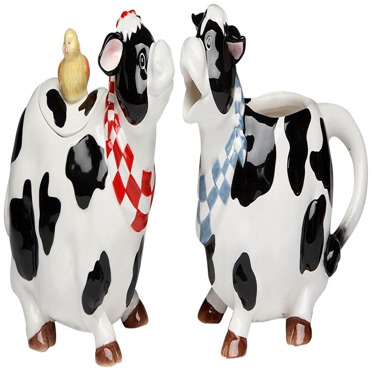 Hot Sale Personalized Handmade Ceramic Cow Sugar and Creamer Set