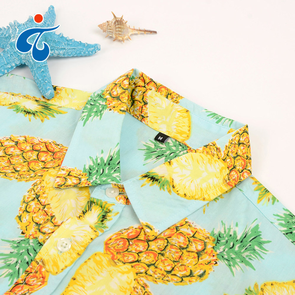 Good selling funny design trendy bright colored printed mens hawaiian shirts cotton