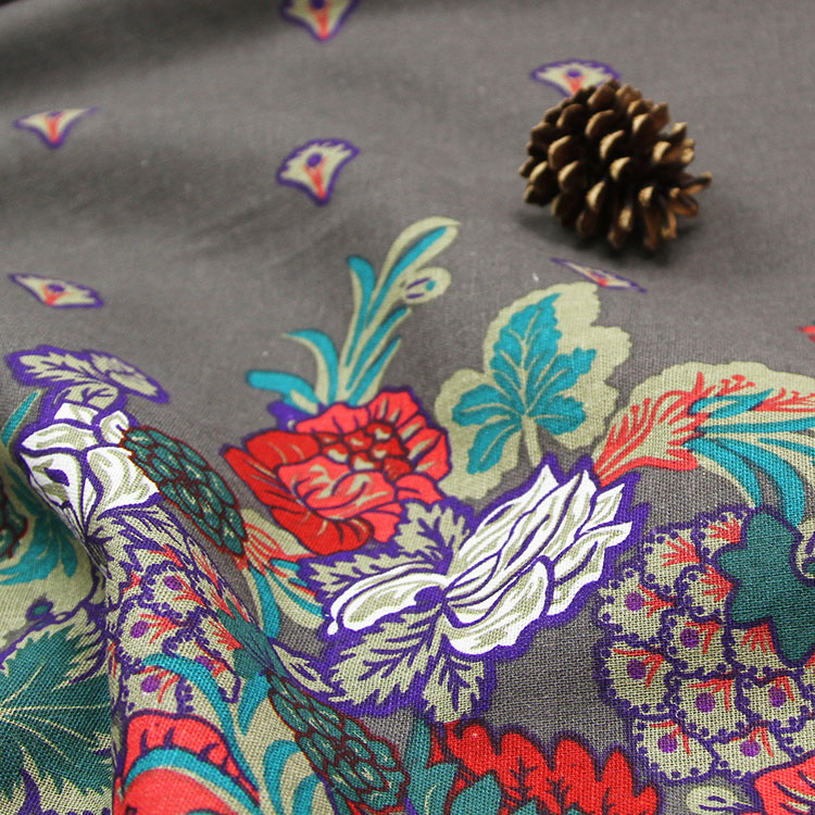 Nature pure linen printed fabric 14*14/54*54 for dress