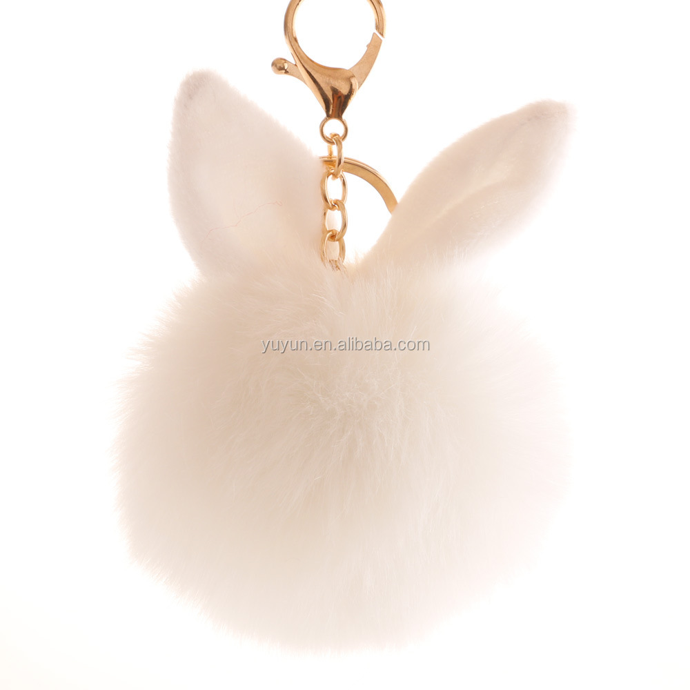 Помпон из меха кролика цепочка для ключей с мячиком для брелки porte clef pompom de fourrure пушистый мешок Шарм кролик брелок для ключей