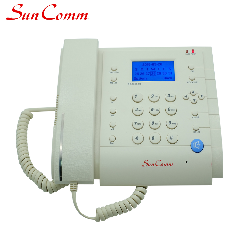 Landline Phone with TNC/Internal/Fixed Antenna 3G WCDMA SC-9039-3G Two ways Handsfree Speaker Function White Color