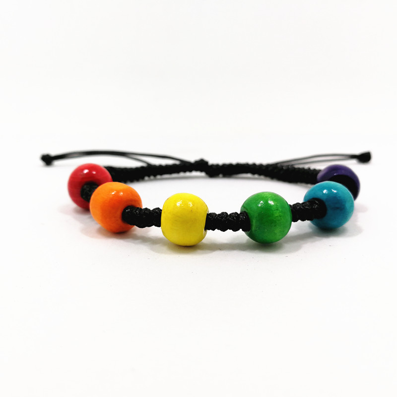 Gussy Life Women Handmade Jewelry Colourful Wood Beads Charm Braided Bracelet Pride LGBT Gay Lovers Beaded Bracelets Girls Gifts
