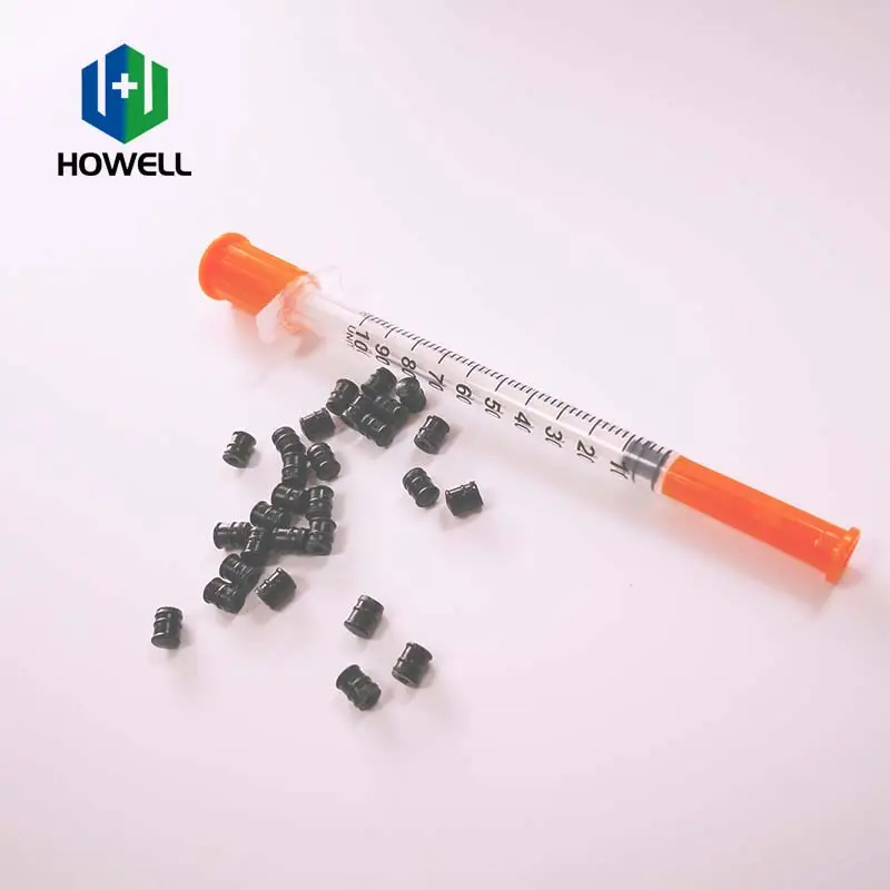 ISO9001 certificate 1ml good sealing performance rubber stopper stuck in syringe