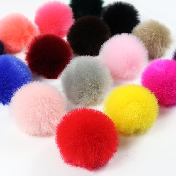 factory faux rabbit fur keychain pompom 6cm 7cm 8cm 9cm big floffy pompom makers 10cm 11cm 12cm faux fur pom poms