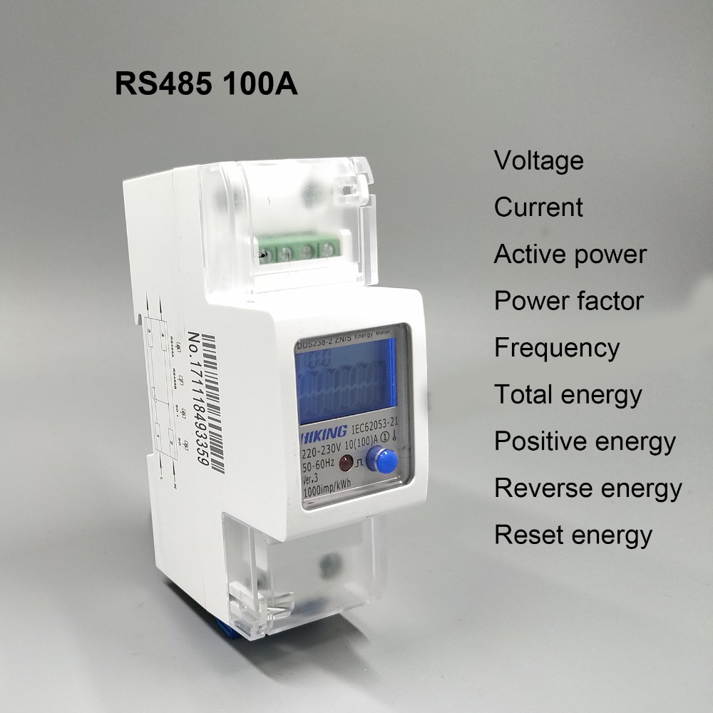 100A 220V 230V-регулируемым приводом 50Гц 60Гц напряжение переменного тока DDS238-2 трансформаторного двигателя Mn-ZN/S однофазный din-рейку кВтч Ватт-час измеритель энергии с RS485 MODBUS-RUT