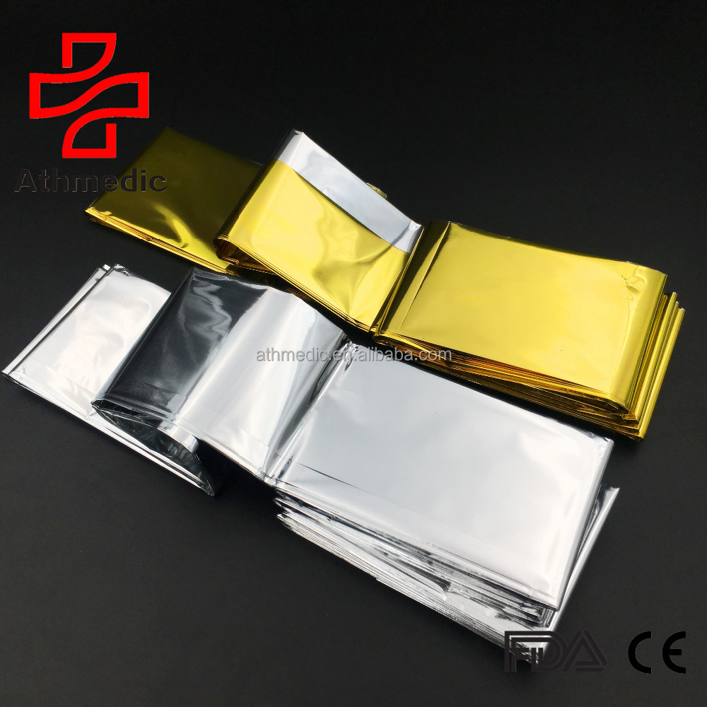 2021 спасения скорой помощи продвижение открытый Mylar Выживание оптовая продажа больше спасательное одеяло сусального золота термоодеяло