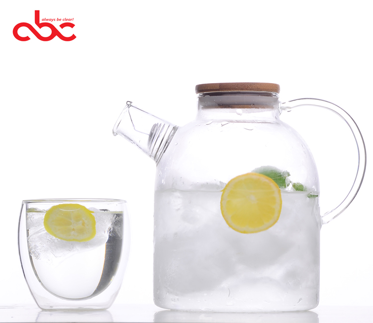 60 Oz стеклянный кувшин для воды с натуральной бамбуковой древесины крышкой-большая емкость для воды чайник с безопасный Фильтр Чай фильтры высокое качество