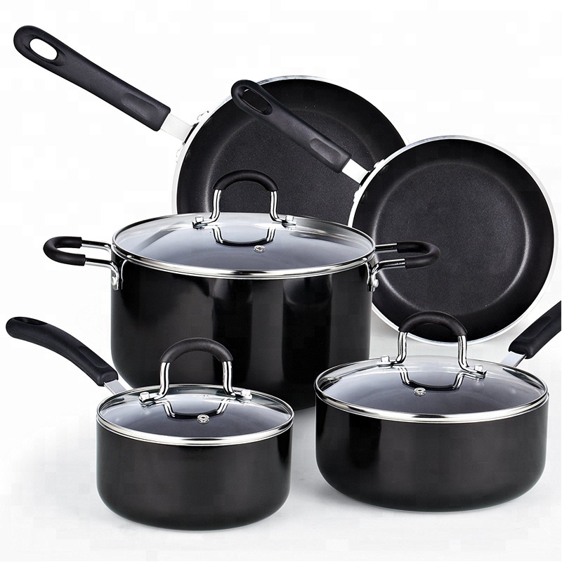 Popular High Efficiency 8 Piece Non-stick Aluminum Kitchen Cookware Set