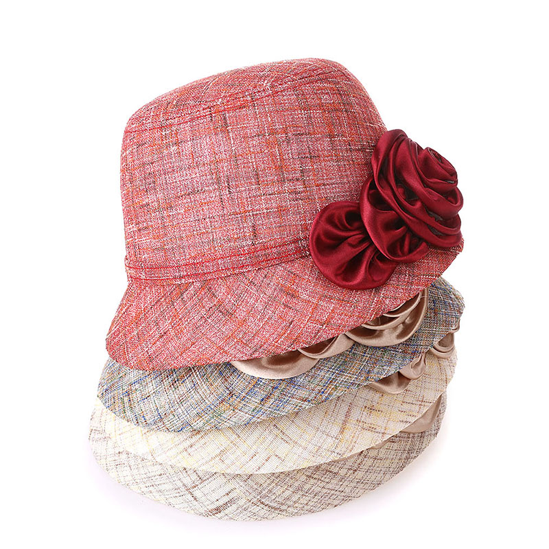 Spring And Autumn customized ladies round top linen fashion bucket  hat linen bucket hat