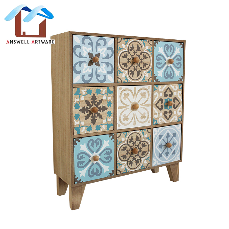 Good-Looking Small Wooden Cabinet/ Desk Case/ Organizer/ Storage Box With 9 Drawers
