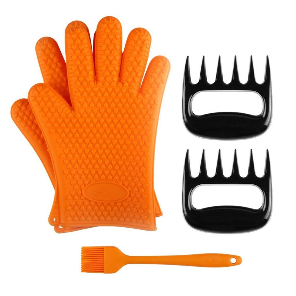 HOT sales BBQ Sets for BBQ Gloves  Meat Claws and BBQ Brush  3 pc set 