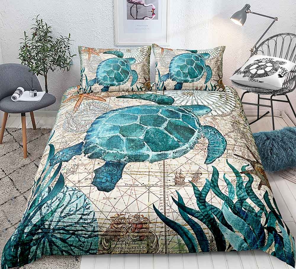 Wholesale Luxury 3D Printing Turtle Polyester Duvet Cover Set