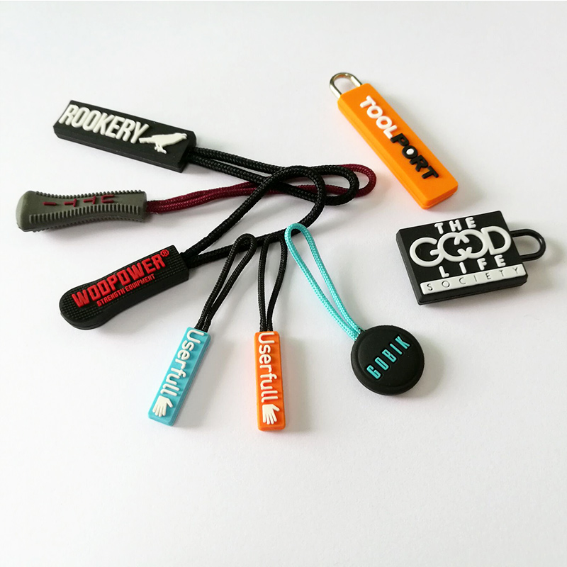 Rubber Logo zipper pull with cord custom pvc tactical patches shoe tag