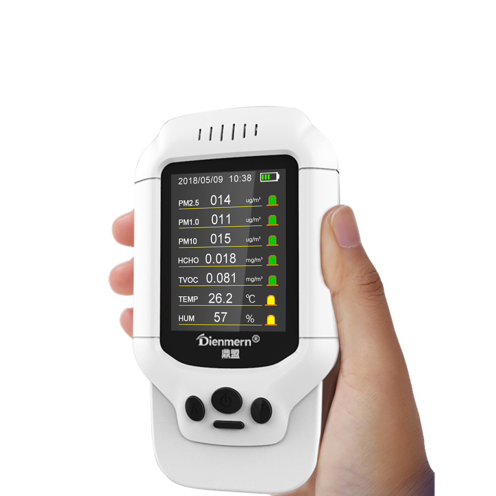 Dienmern Горячие качество воздуха мониторы детектор метр тесты pm2.5 HCHO TVOC PM1.0 PM10 AQI