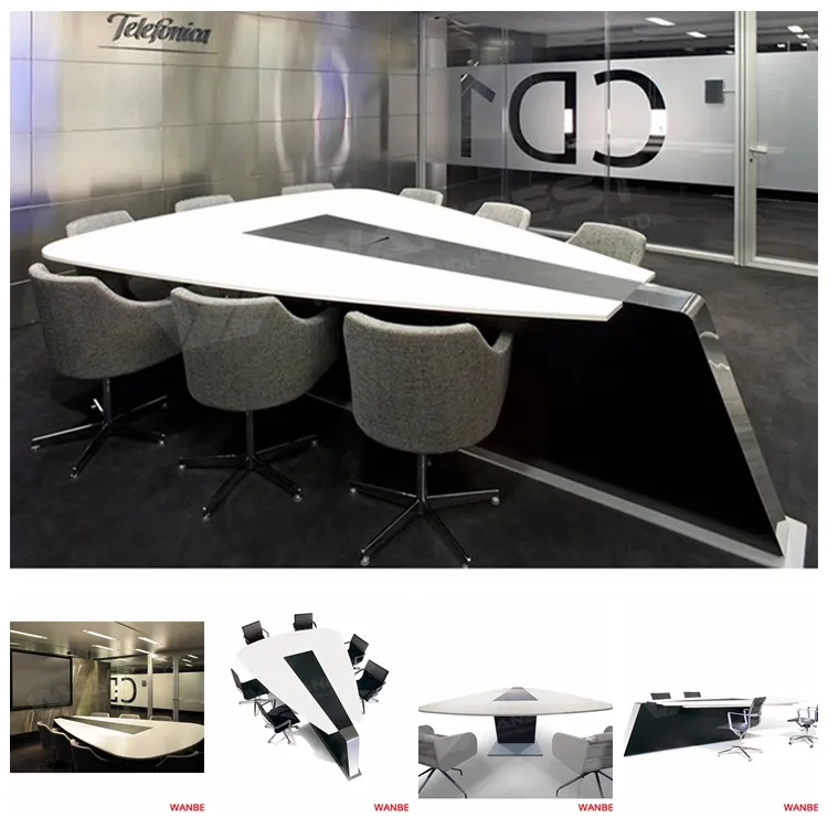 Special design high end artificial stone glossy top 8-10 person executive council conference table