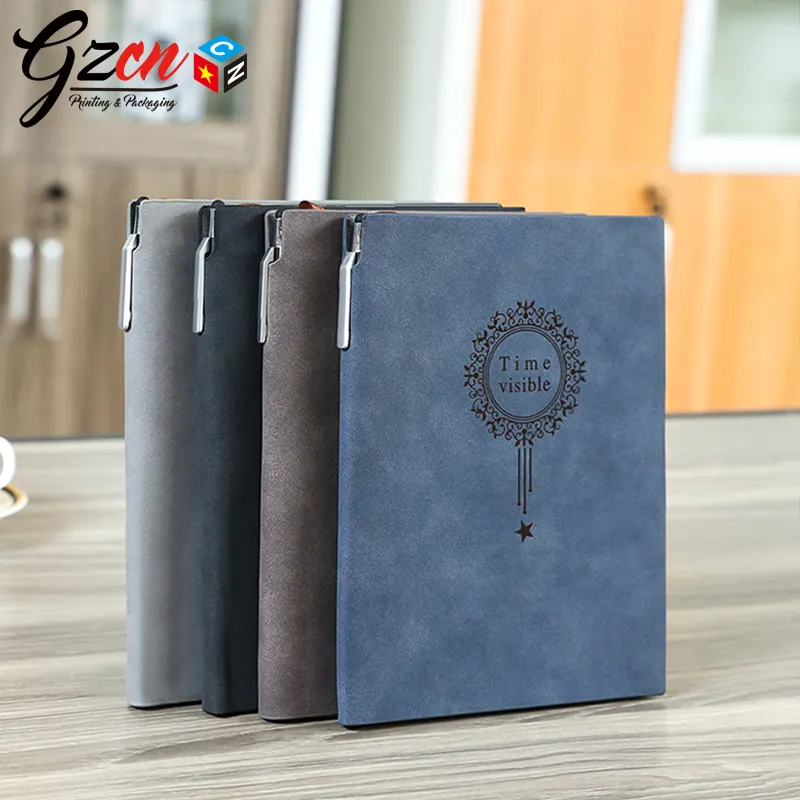 customized print A4/B5 leather cover with pen luxury note book