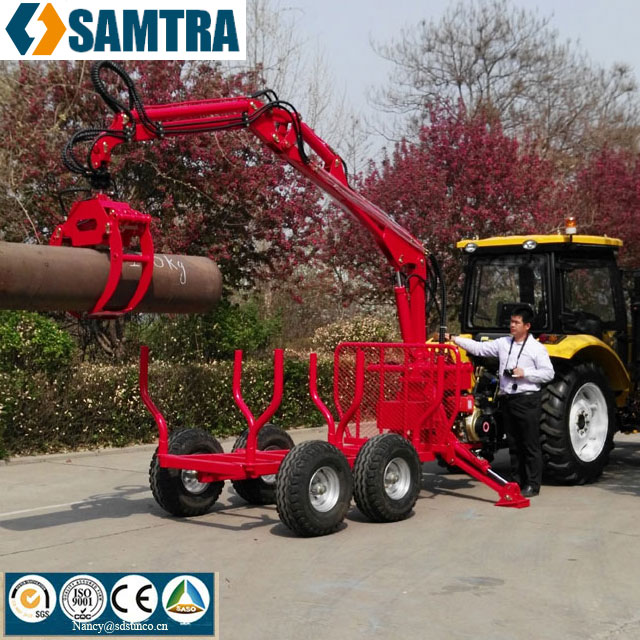 Heavy duty timber loader trailer with crane