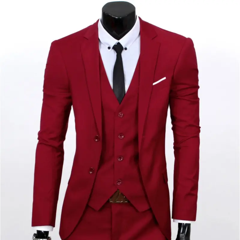 YSMARKET Fashion Business Casual Men Tops Suits 3 piece set (Jacket+Pants+Vest) Formal Wedding Suits Groom Male Blazer Slim Fit
