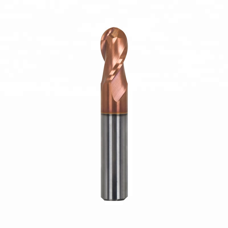 2 flutes forming bronze coated ball head milling cutter bits 55-58HRC
