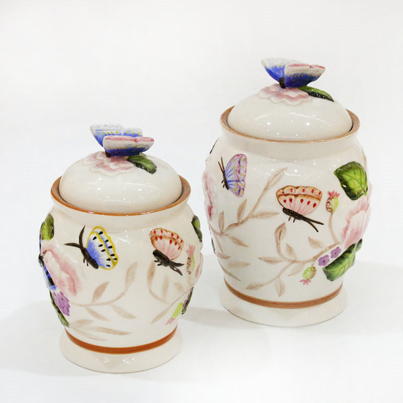 ceramic small sugar bowl jar with lid decoration kitchen