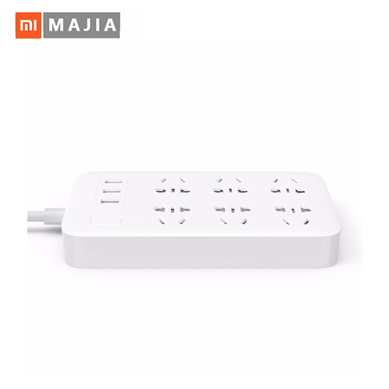 Умный удлинитель Xiaomi, оригинальный удлинитель с 3 USB-портами для быстрой зарядки, 2,1 А, 6 стандартных адаптеров