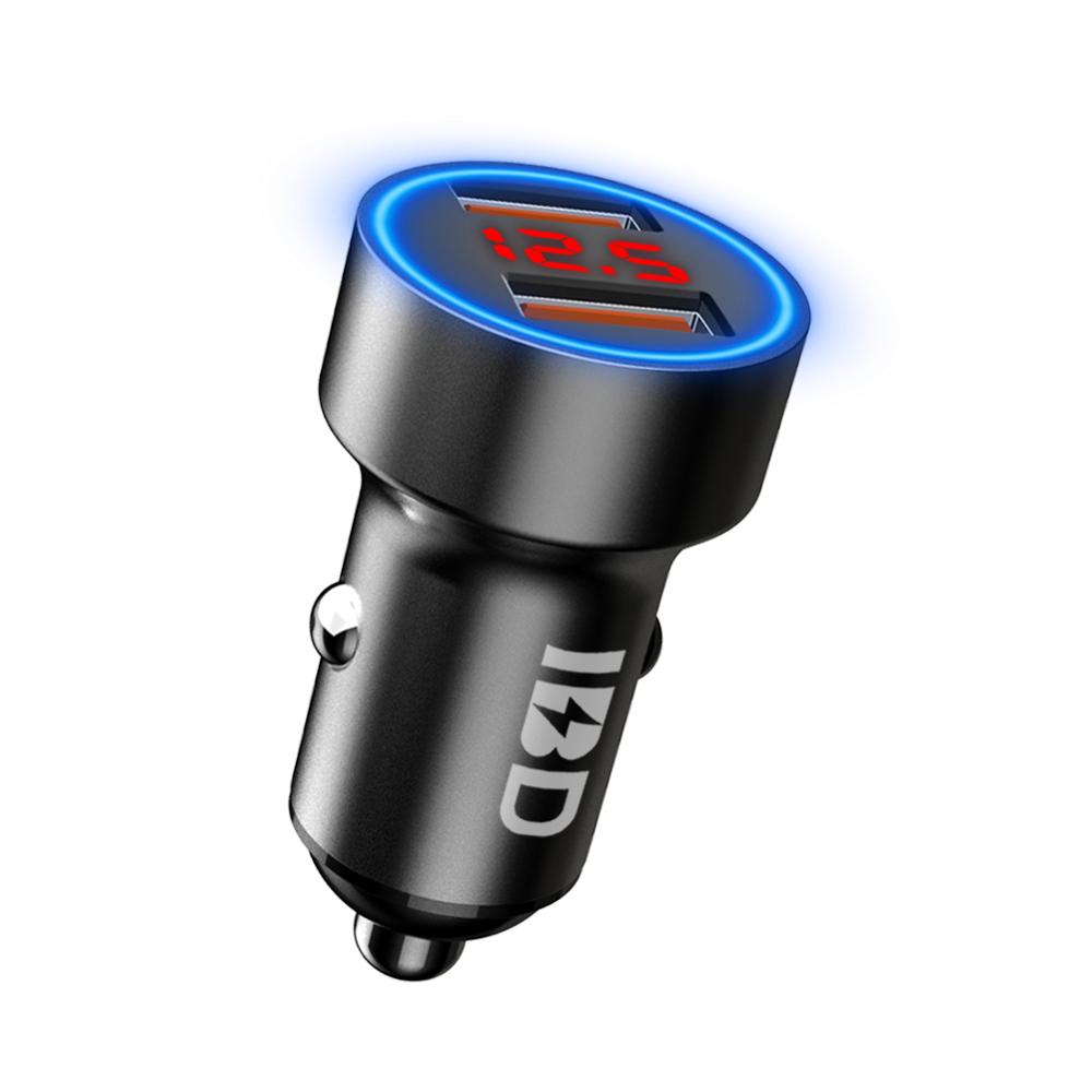 IBD339 новейший портативный цинковый сплав 36 Вт двойной usb порт быстрой зарядки qc3.0 автомобильное зарядное устройство с дисплеем для мобильного телефона