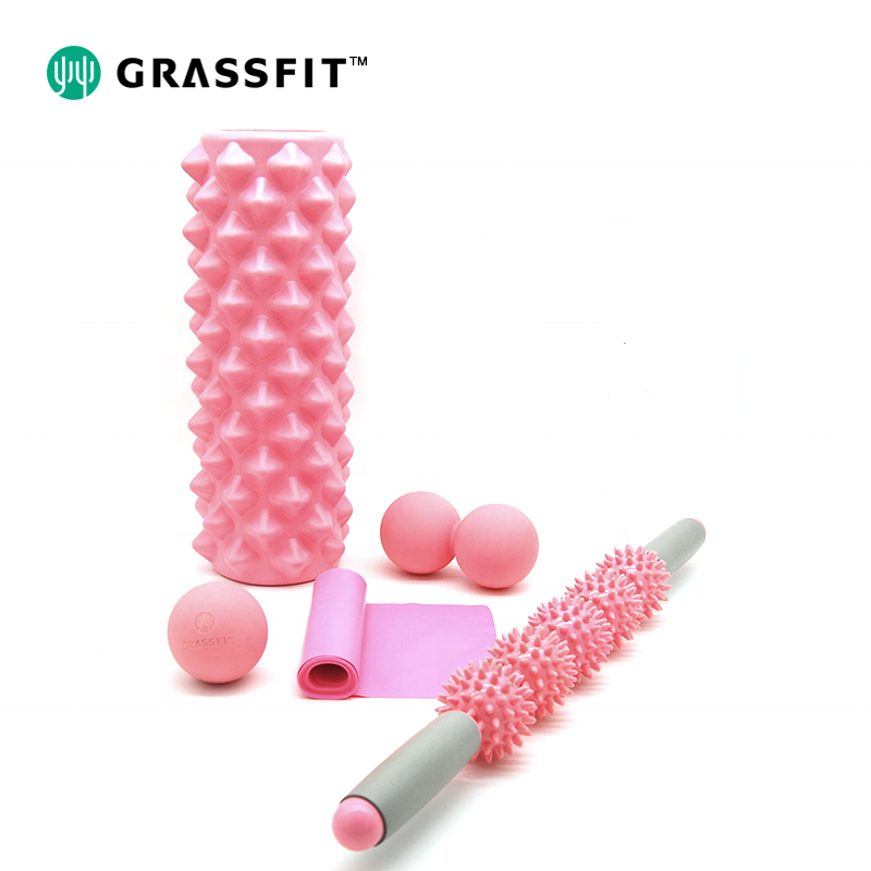 Pink Massage Balls Set Therapy Foam Roller Kit