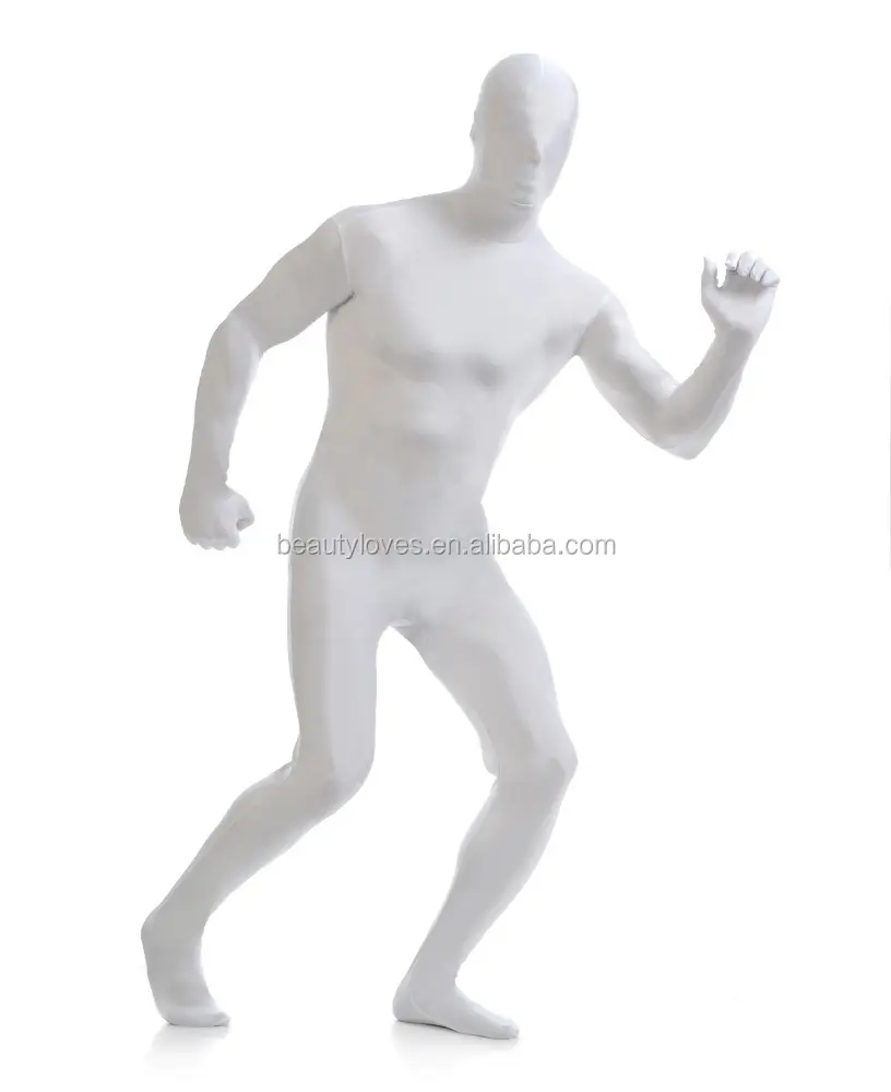 WHITE Unicolor Zentai Suit Full Body Suit Lycra Unitard Spandex Suit Catsuit Halloween Costumes