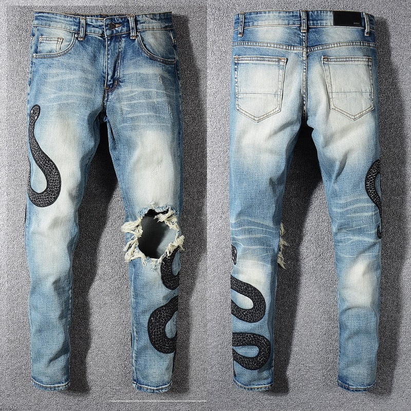 OEM FOG skinny ripped Rips Bleach Blue damaged jeans