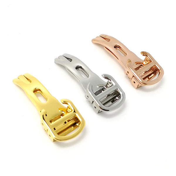 Butterfly watch band clasp solid gold watch buckle