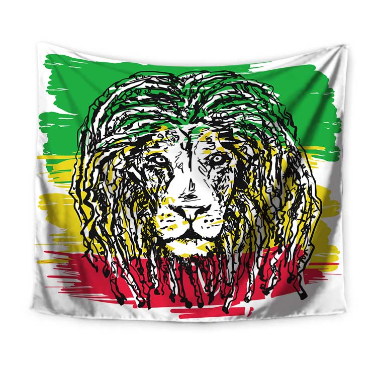 Прямая поставка из Китая, настенный гобелен с принтом Rasta Lion King Size на заказ