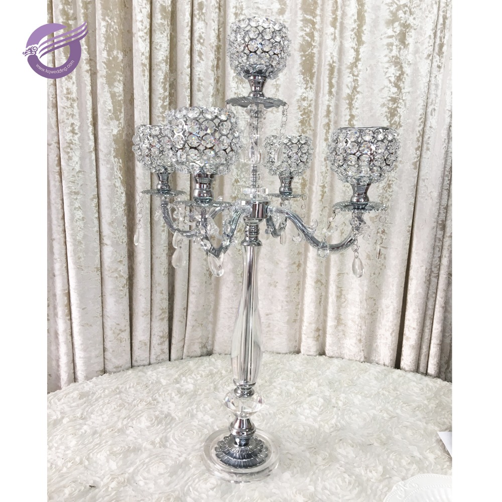 ZT02830 5 Head Arms Crystal Glass Candelabra wedding centerpiece