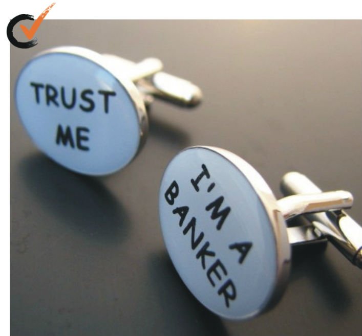 Metal Banker's Slogan Cufflinks For Sale