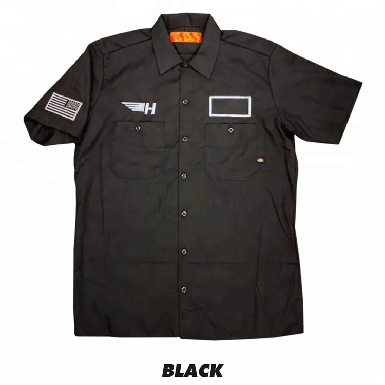Work shirt men uniform shirts customized logo Men's industrial short sleeve work shirt