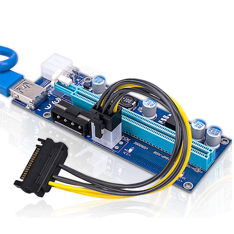 Кабель pcie x1 на x16 rise PCIE Riser PCI-E 6Pin USB3.0 Bitcoin Litecoin ETH VER 006C 007 008s 009s поддержка GXT1080TI 1050TI