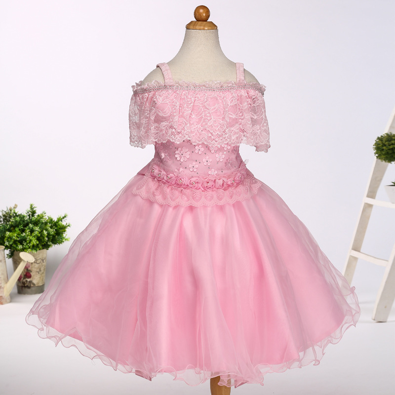 China YiWu Happy Girls Chiffon Dress Wedding Dress With Spaghetti Strap