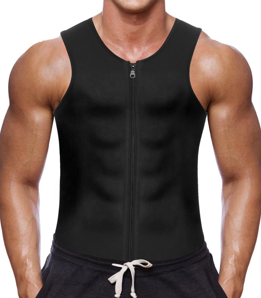 Для мужчин Горячая Пот неопрен Body Shaper майка костюм сауна жилет для тренировки Потеря Веса Тренажерный зал с застежкой-молнией