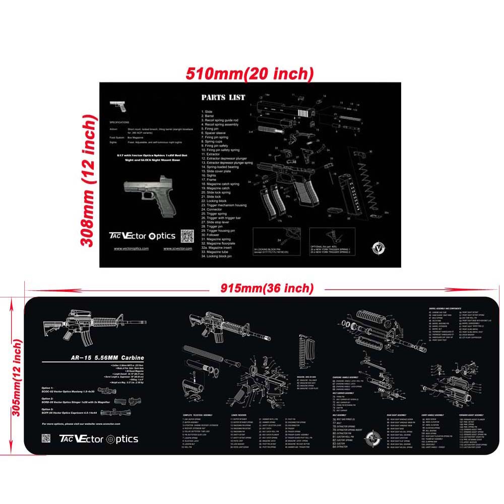 Настраиваемый 20X12 "36x12" резиновый Оружие AR15, скамейка, коврик для чистки пистолета со всеми списками деталей, аксессуары для ремонта пистолета