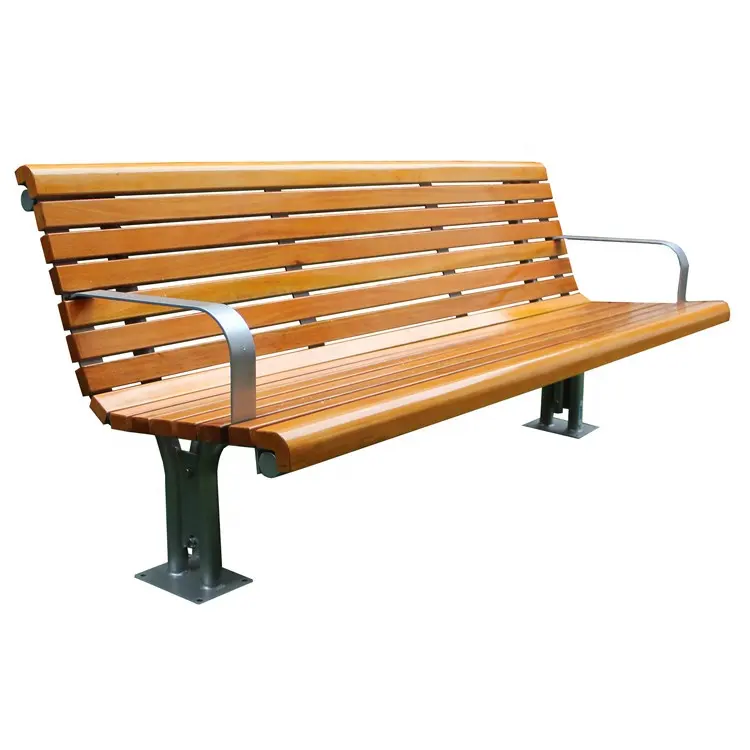 Varnish color camphor solid wood outdoor bench seat timber park seats