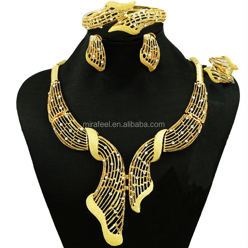 CJ696 Factory price African jewelry sets 18k solid gold jewelry set in latest design