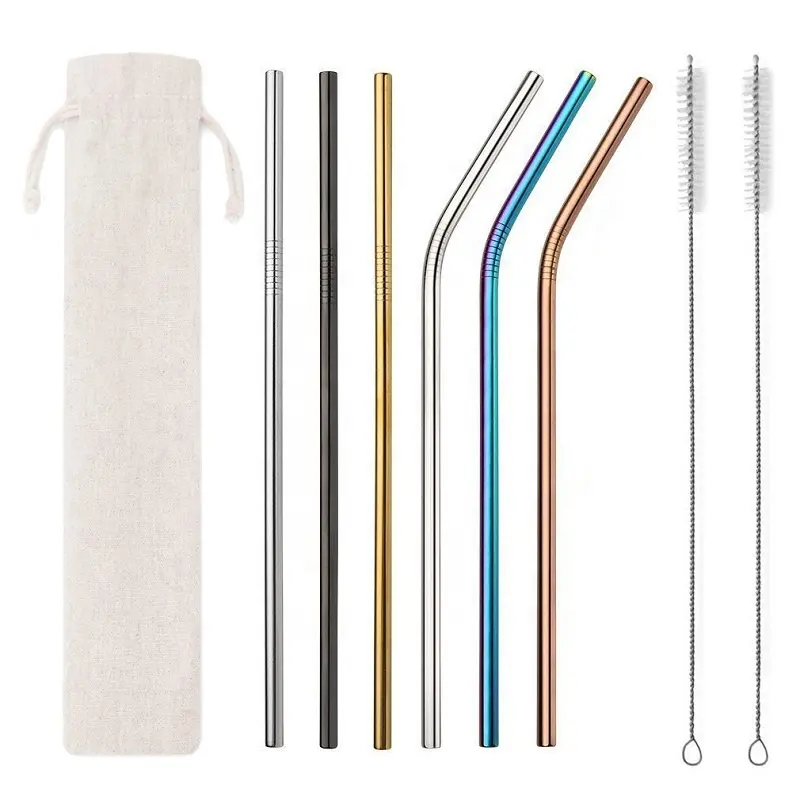 Colored Reusable Metal Straws Stainless Steel With Customized Logo