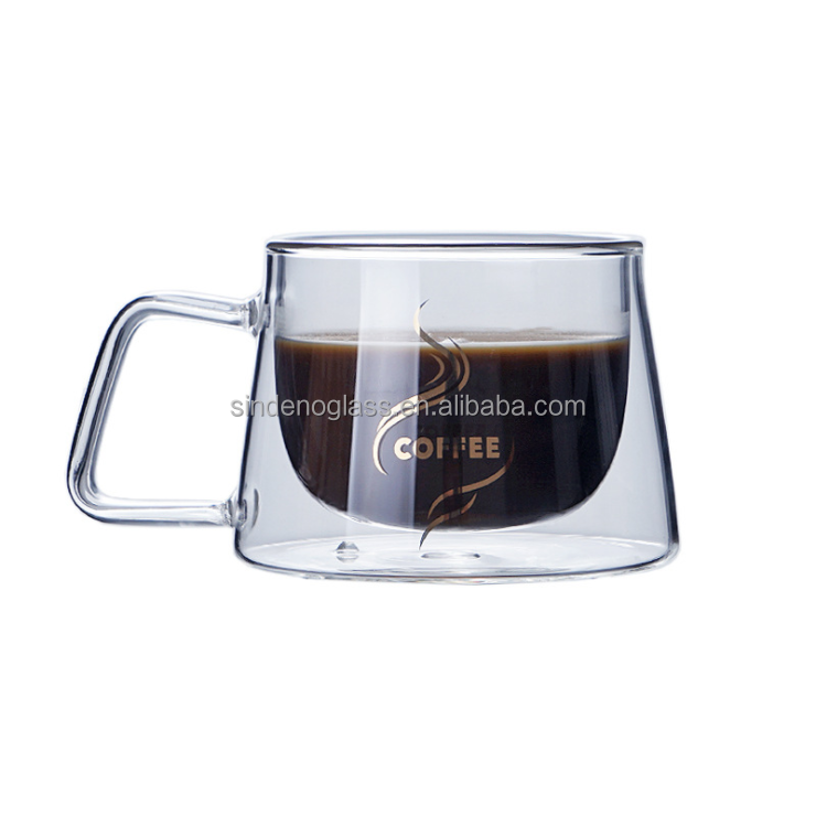 Прозрачная кружка Pyrex из боросиликатного стекла для кофе с двойными стенками и ручкой