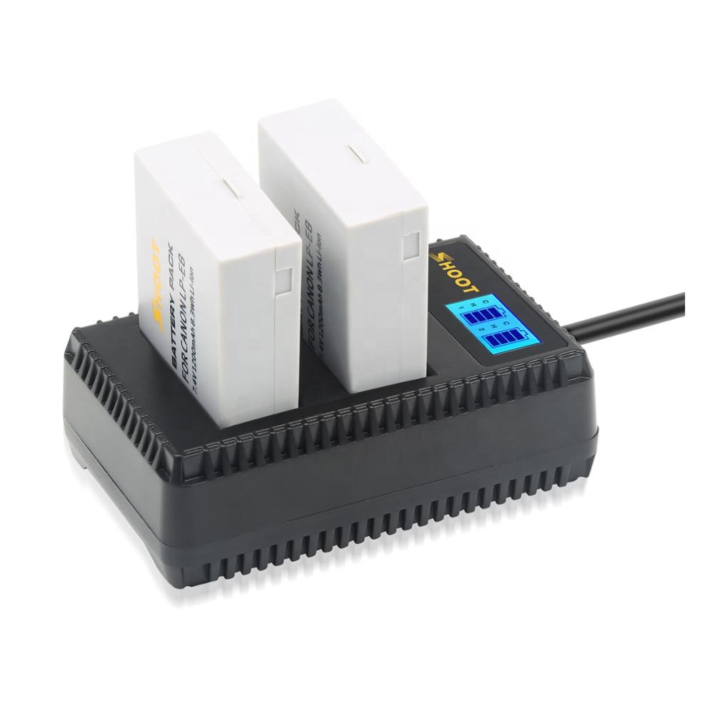 SHOOT for DSLR Camera Accessories 7.4V 1200mAh Rechargeable LP-E8 Battery + LCD Dual Charger Set for Canon