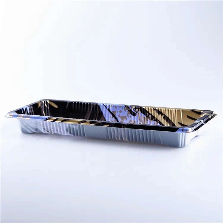 SM1-1102FA Blue Gold Color PS Plastic serving Platter/Tray with cover