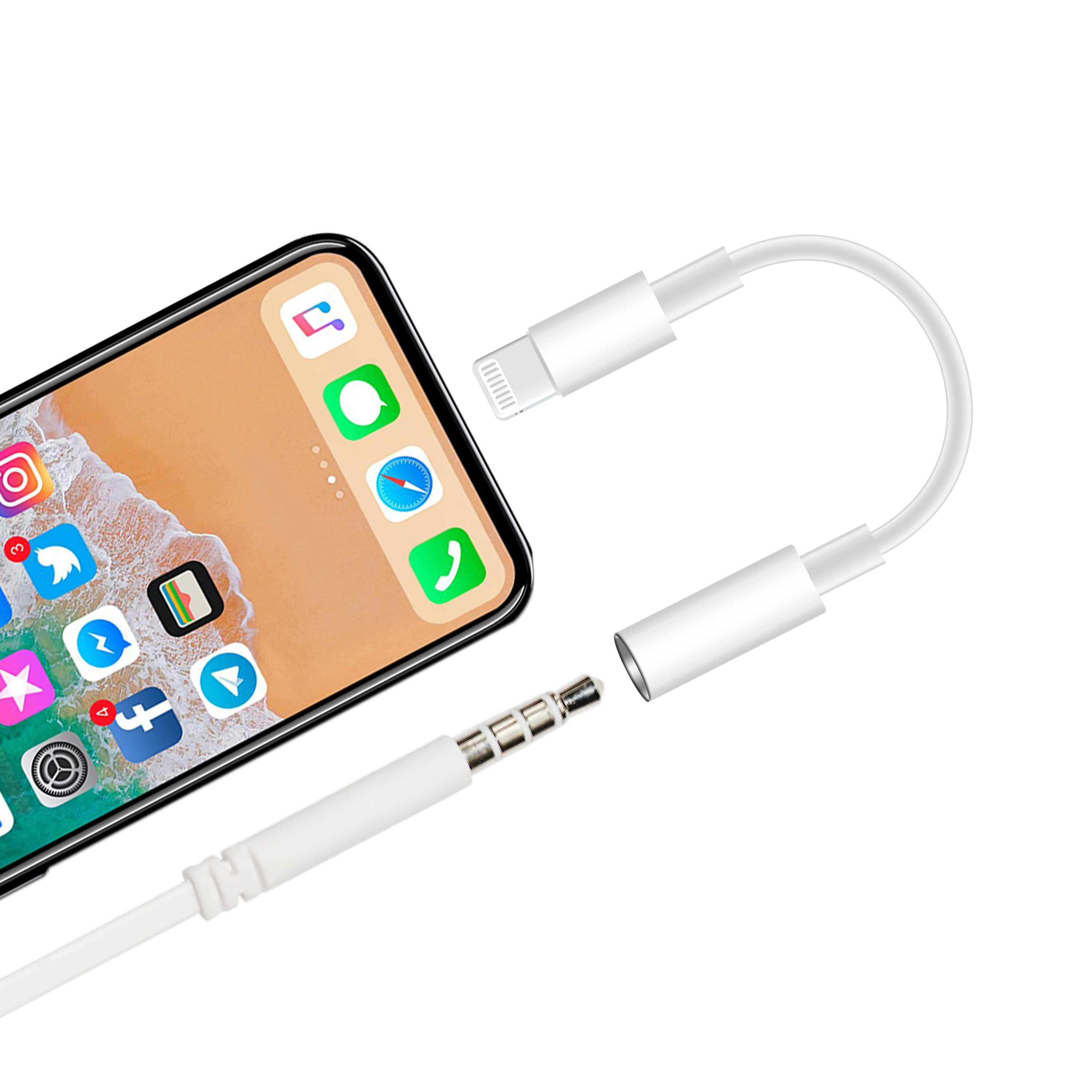 Белый аудиокабель aux для iPhone X/Xr/Xs на 3,5 мм, адаптер для наушников, стереоконвертер для 8-контактных устройств Apple