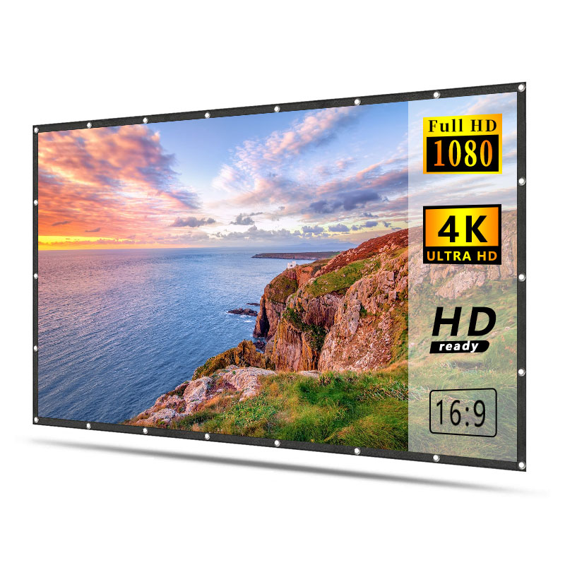 100 дюймовый 4k простой подвесной анти-складной дисплей гибкий портативный экран проектора