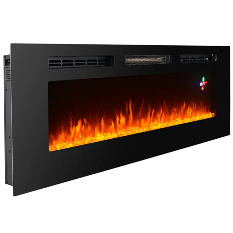 70" master flame electric fireplace wall mounted remote control 3d