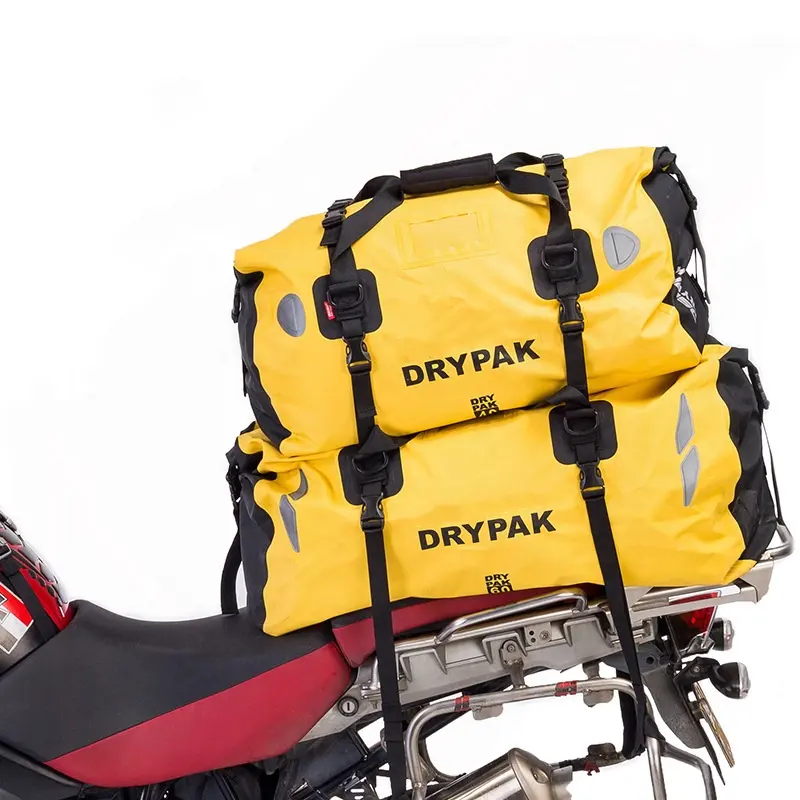 Trending Durable Tarpaulin Waterproof Duffel Bag Motorcycle Saddle Bag 60L