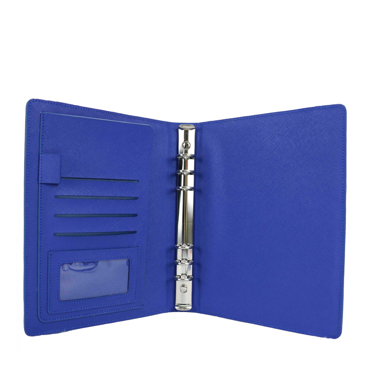 Роскошный синий Подлинная saffiano A5 A4 кожаное кольцо binder 6 колец Компендиум записная книжка binder