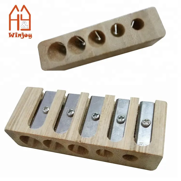 Five Hole Multi-Function Wooden Pencil Sharpener